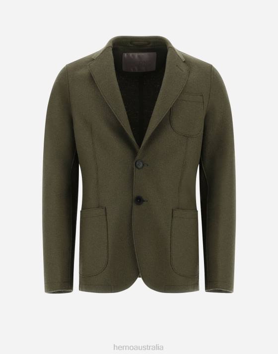 RESORT BLAZER IN LIGHT BOILED WOOL Herno Men Light Military 2L0H518 Outerwear