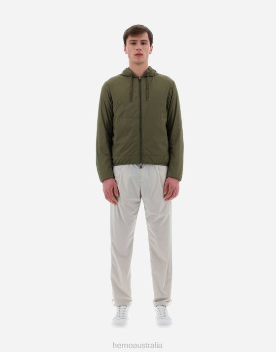 RESORT BOMBER JACKET IN LIGHT NYLON STRETCH  LIGHT JERSEY Herno Men Light Military 2L0H516 Outerwear