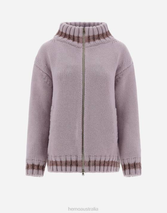 RESORT CARDIGAN IN INFINITY  CHENILLE KNIT Herno Women Lilac 2L0H31 Clothing