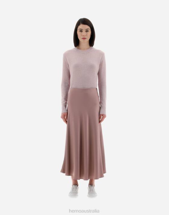 RESORT SKIRT IN SATIN EFFECT Herno Women Lilac 2L0H25 Clothing