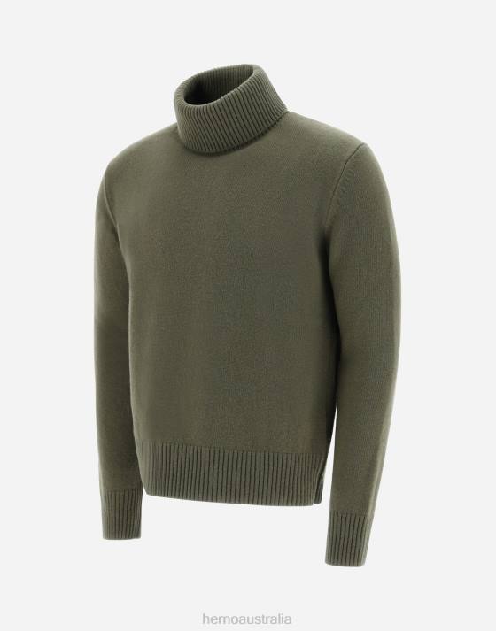 RESORT SWEATER IN LIGHT INFINITY WOOL Herno Men Light Military 2L0H514 Clothing