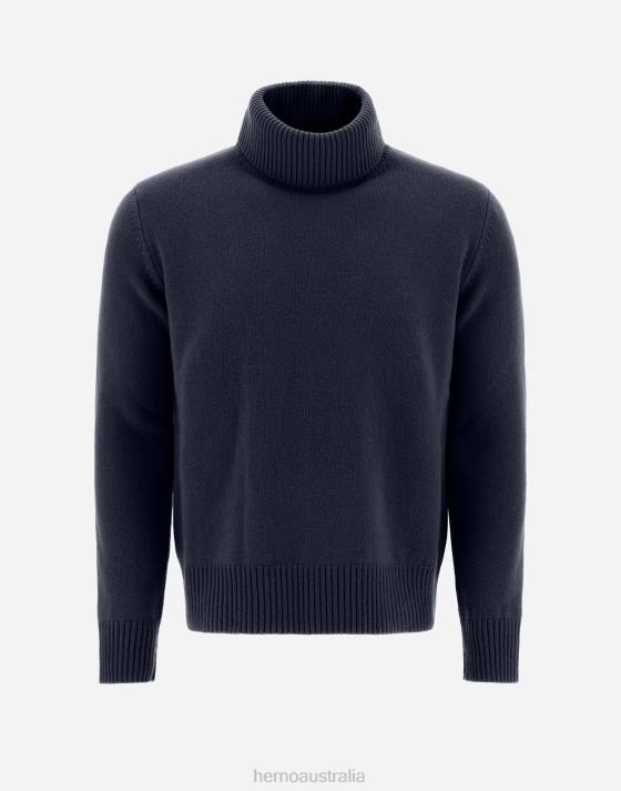 RESORT SWEATER IN LIGHT INFINITY WOOL Herno Men Navy Blue 2L0H642 Clothing