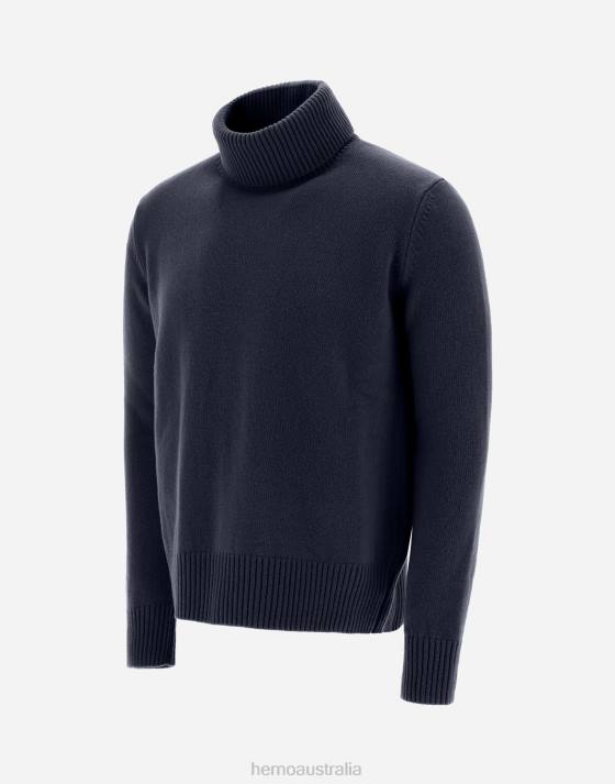 RESORT SWEATER IN LIGHT INFINITY WOOL Herno Men Navy Blue 2L0H642 Clothing