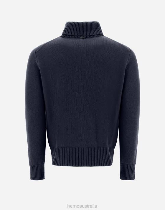 RESORT SWEATER IN LIGHT INFINITY WOOL Herno Men Navy Blue 2L0H642 Clothing