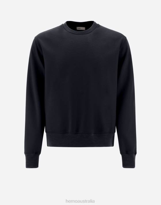 RESORT SWEATSHIRT IN BOILED WOOL JERSEY Herno Men Navy Blue 2L0H633 Clothing