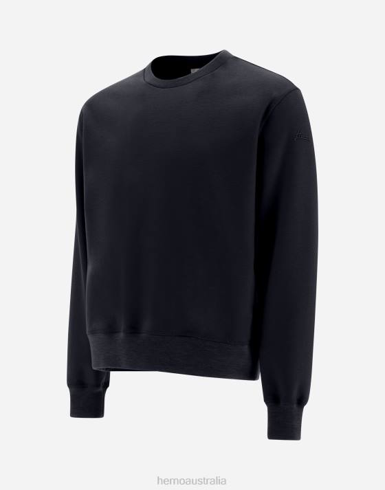 RESORT SWEATSHIRT IN BOILED WOOL JERSEY Herno Men Navy Blue 2L0H633 Clothing