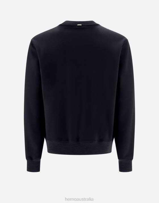 RESORT SWEATSHIRT IN BOILED WOOL JERSEY Herno Men Navy Blue 2L0H633 Clothing