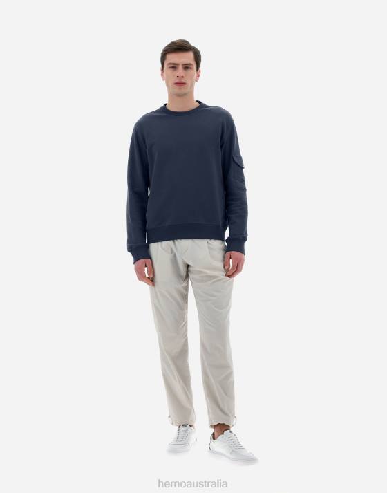 RESORT SWEATSHIRT IN COTTON SWEATER Herno Men Resort Blue 2L0H657 Clothing