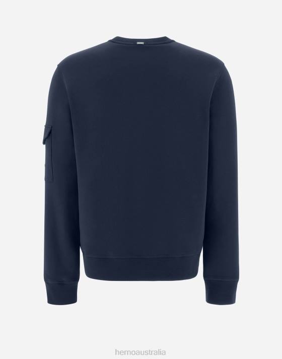 RESORT SWEATSHIRT IN COTTON SWEATER Herno Men Resort Blue 2L0H657 Clothing