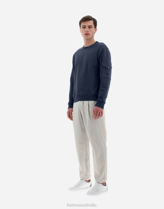 RESORT SWEATSHIRT IN COTTON SWEATER Herno Men Resort Blue 2L0H657 Clothing