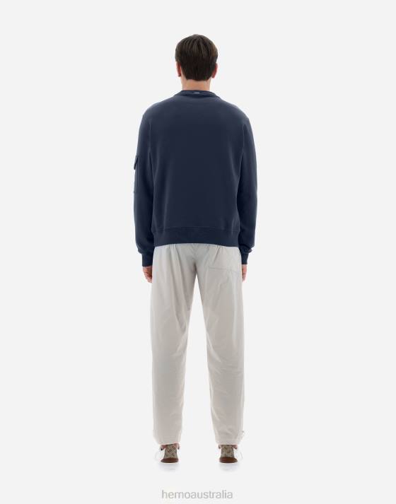 RESORT SWEATSHIRT IN COTTON SWEATER Herno Men Resort Blue 2L0H657 Clothing