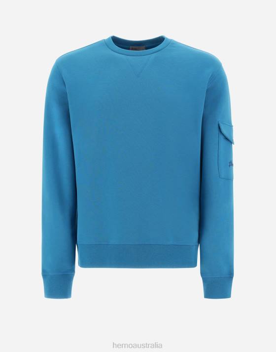 RESORT SWEATSHIRT IN COTTON SWEATER Herno Men Smurf 2L0H688 Clothing