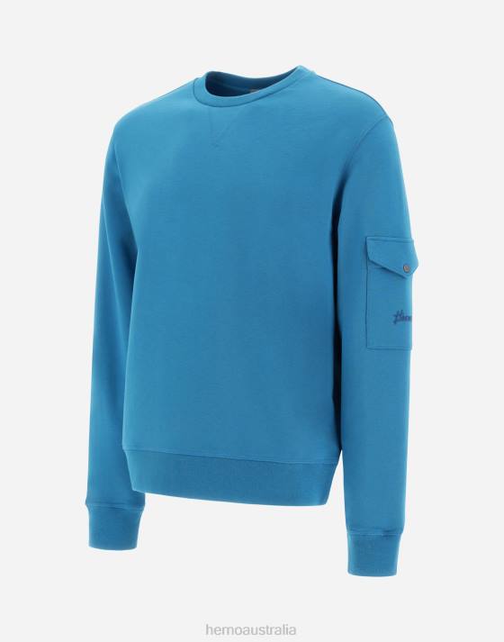 RESORT SWEATSHIRT IN COTTON SWEATER Herno Men Smurf 2L0H688 Clothing