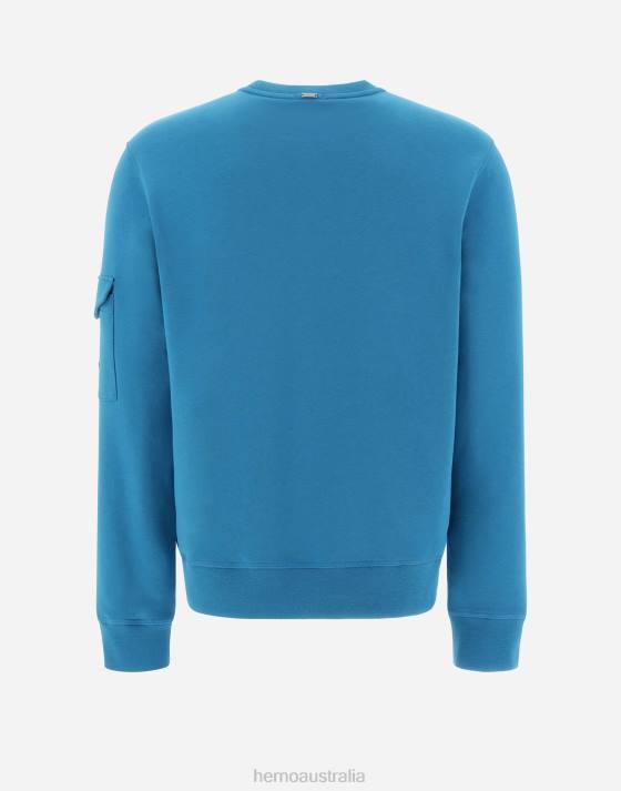 RESORT SWEATSHIRT IN COTTON SWEATER Herno Men Smurf 2L0H688 Clothing