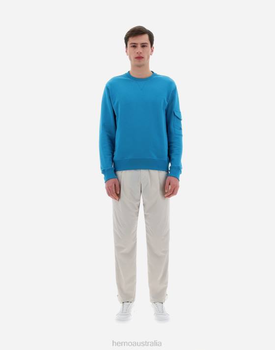 RESORT SWEATSHIRT IN COTTON SWEATER Herno Men Smurf 2L0H688 Clothing