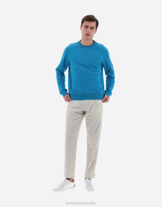 RESORT SWEATSHIRT IN COTTON SWEATER Herno Men Smurf 2L0H688 Clothing