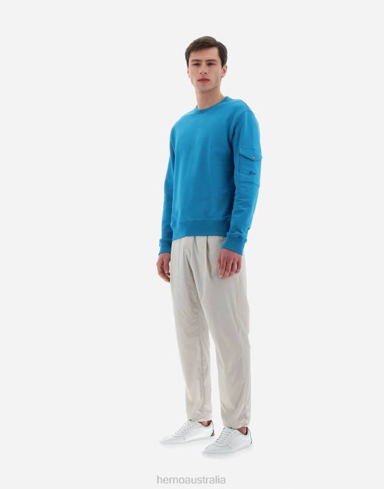 RESORT SWEATSHIRT IN COTTON SWEATER Herno Men Smurf 2L0H688 Clothing