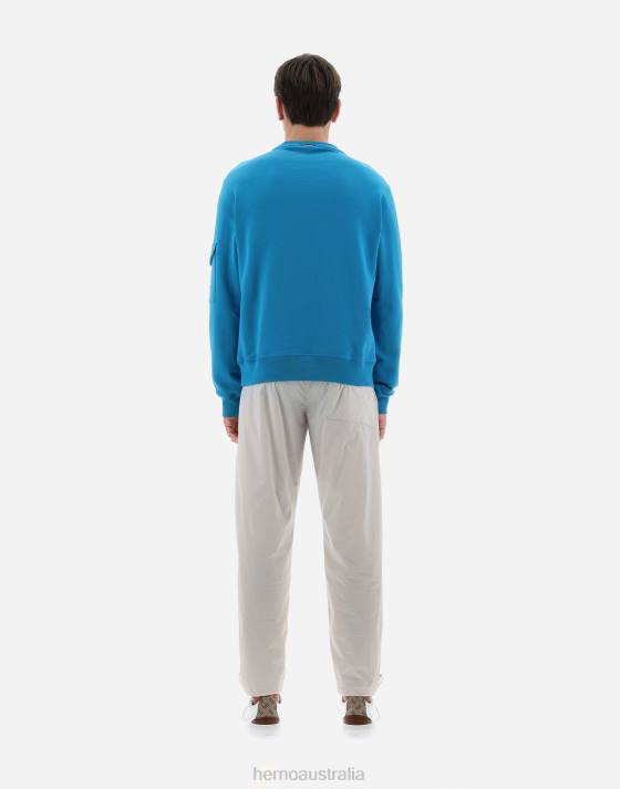 RESORT SWEATSHIRT IN COTTON SWEATER Herno Men Smurf 2L0H688 Clothing