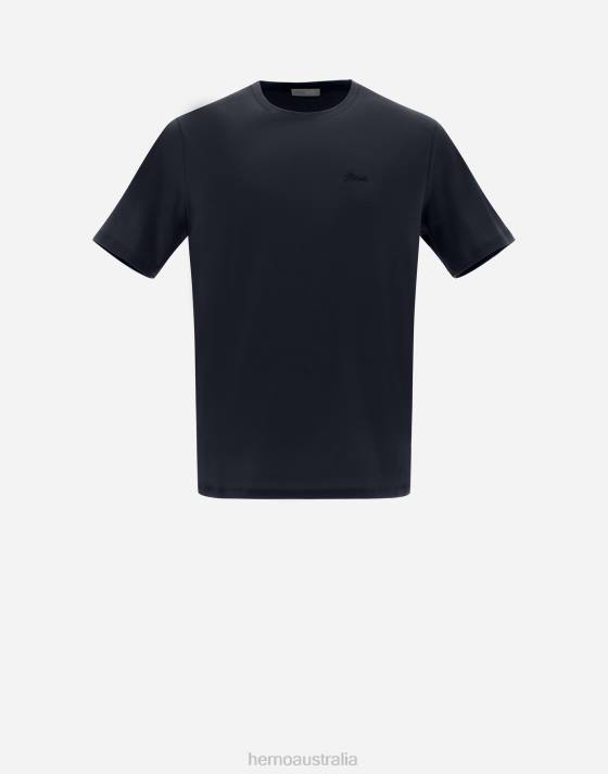 RESORT T-SHIRT IN BASIC COTTON Herno Men Navy Blue 2L0H672 Clothing