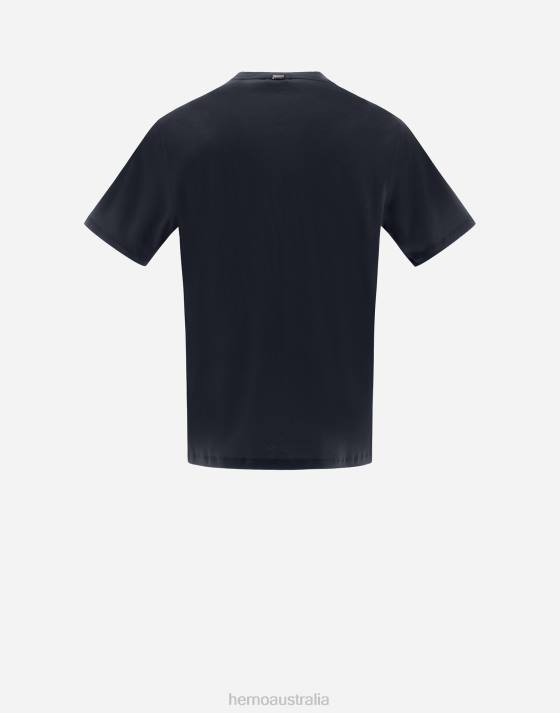 RESORT T-SHIRT IN BASIC COTTON Herno Men Navy Blue 2L0H672 Clothing