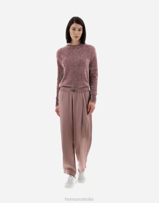 RESORT TROUSERS IN SATIN EFFECT Herno Women Lilac 2L0H196 Clothing