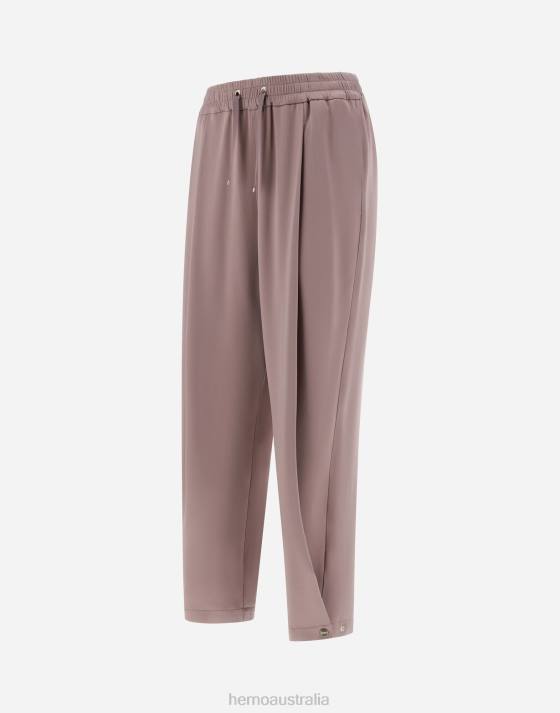 RESORT TROUSERS IN SATIN EFFECT Herno Women Lilac 2L0H196 Clothing