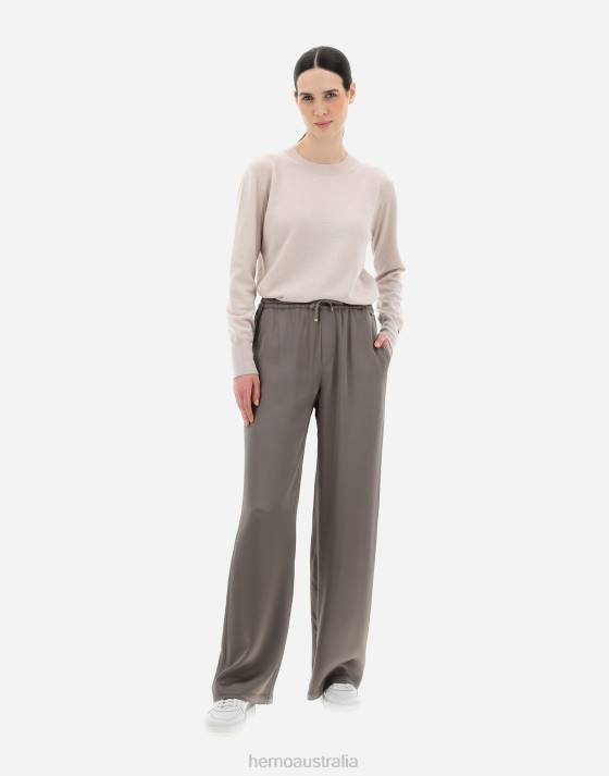 SATIN EFFECT TROUSERS Herno Women Dove Grey 2L0H290 Clothing