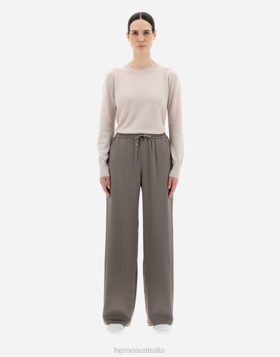 SATIN EFFECT TROUSERS Herno Women Dove Grey 2L0H290 Clothing