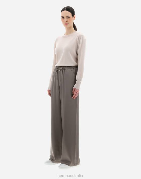 SATIN EFFECT TROUSERS Herno Women Dove Grey 2L0H290 Clothing