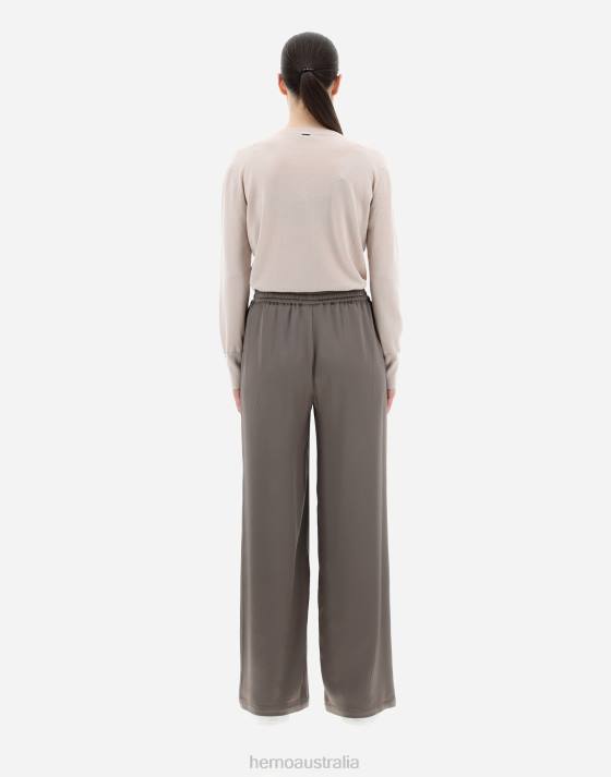 SATIN EFFECT TROUSERS Herno Women Dove Grey 2L0H290 Clothing