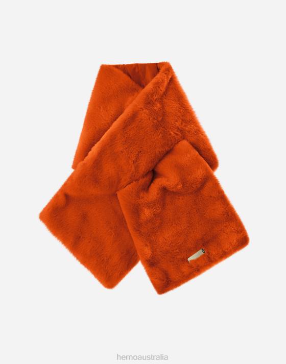 SOFT FAUX FUR AND NYLON ULTRALIGHT SCARF Herno Women Orange 2L0H37 Accessories