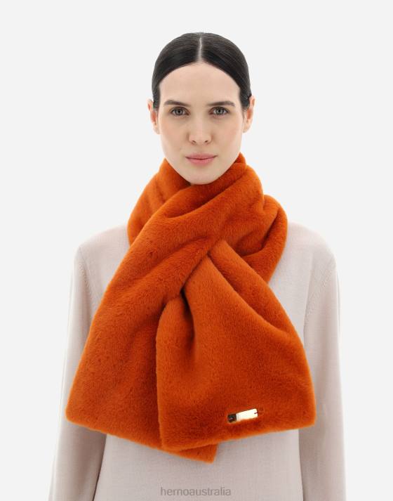 SOFT FAUX FUR AND NYLON ULTRALIGHT SCARF Herno Women Orange 2L0H37 Accessories