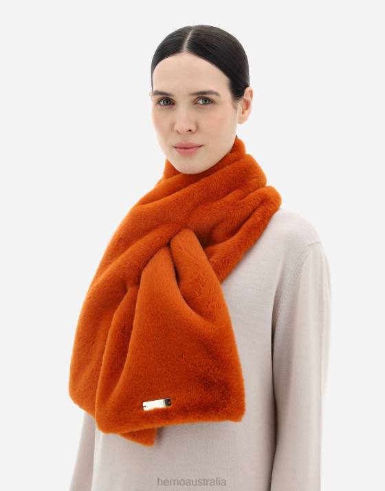 SOFT FAUX FUR AND NYLON ULTRALIGHT SCARF Herno Women Orange 2L0H37 Accessories