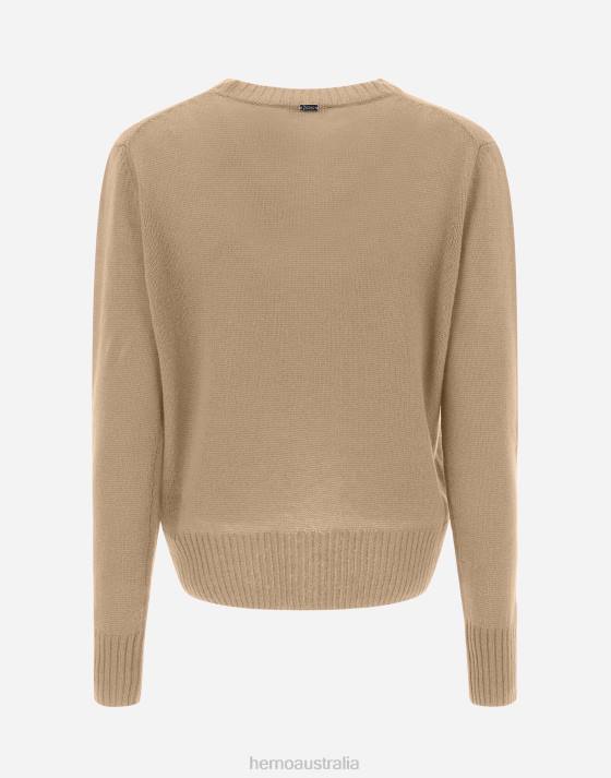 SWEATER IN CLOUD CASHMERE Herno Women Camel 2L0H478 Clothing