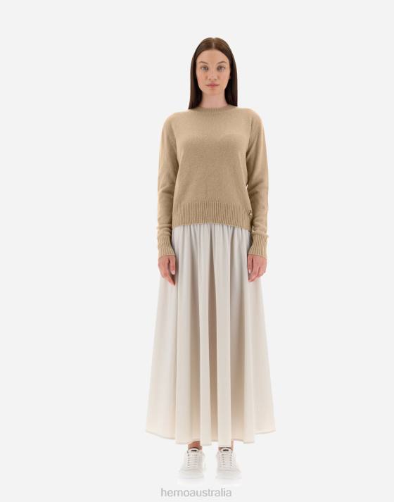 SWEATER IN CLOUD CASHMERE Herno Women Camel 2L0H478 Clothing