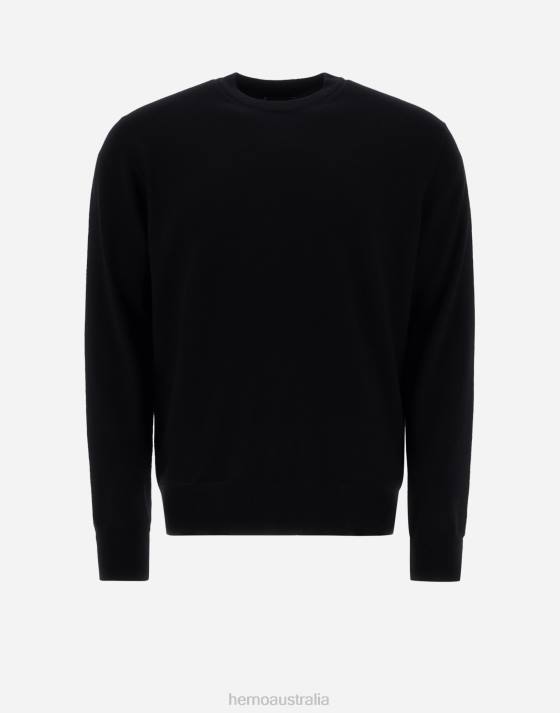 SWEATER IN ENDLESS WOOL Herno Men Black 2L0H731 Clothing