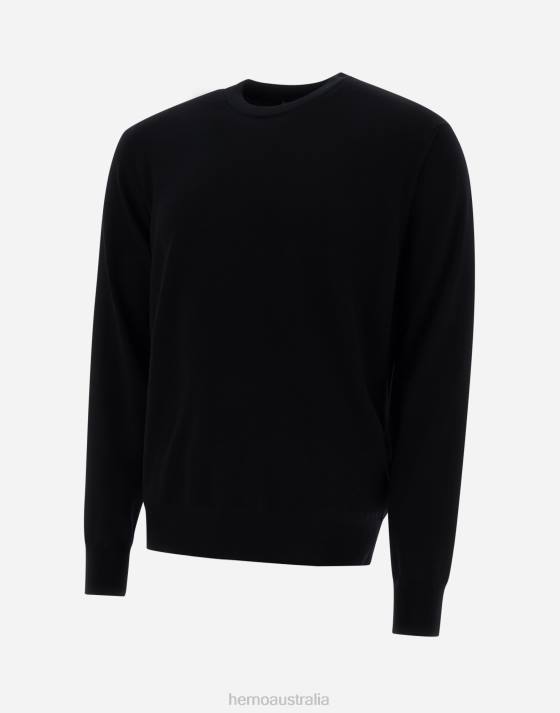 SWEATER IN ENDLESS WOOL Herno Men Black 2L0H731 Clothing