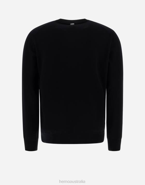 SWEATER IN ENDLESS WOOL Herno Men Black 2L0H731 Clothing