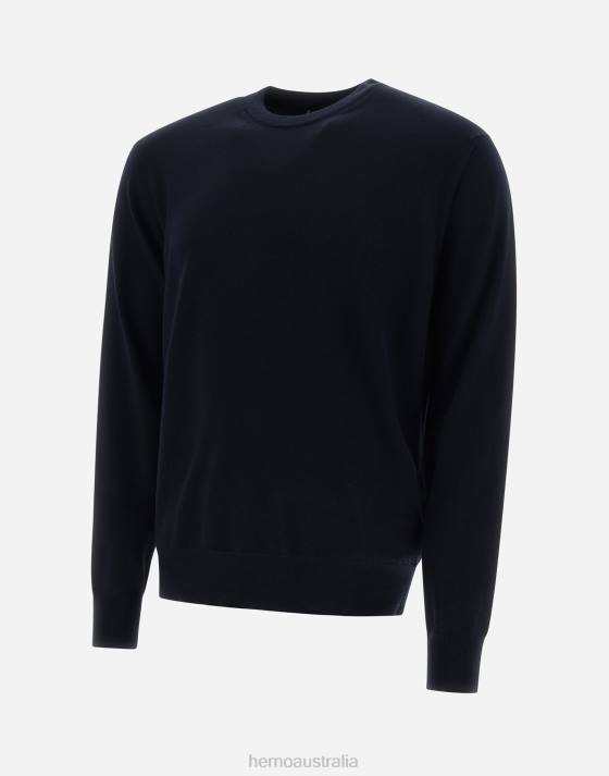 SWEATER IN ENDLESS WOOL Herno Men Dark Blue 2L0H586 Clothing