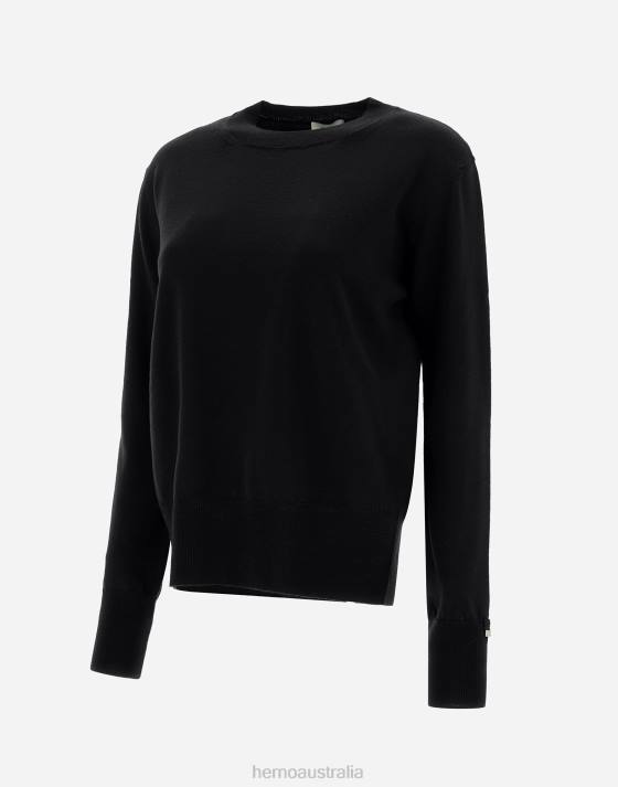 SWEATER IN ENDLESS WOOL Herno Women Black 2L0H312 Clothing