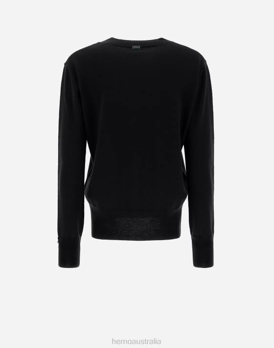 SWEATER IN ENDLESS WOOL Herno Women Black 2L0H312 Clothing