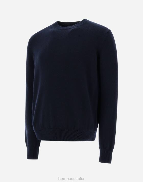 SWEATER IN ETERNITY CASHMERE Herno Men Navy Blue 2L0H801 Clothing