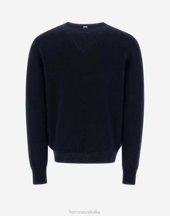 SWEATER IN ETERNITY CASHMERE Herno Men Navy Blue 2L0H801 Clothing