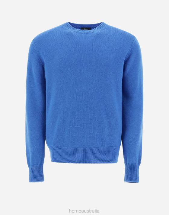 SWEATER IN ETERNITY CASHMERE Herno Men Open Blue 2L0H805 Clothing