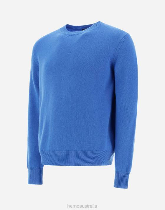 SWEATER IN ETERNITY CASHMERE Herno Men Open Blue 2L0H805 Clothing