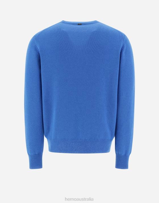 SWEATER IN ETERNITY CASHMERE Herno Men Open Blue 2L0H805 Clothing