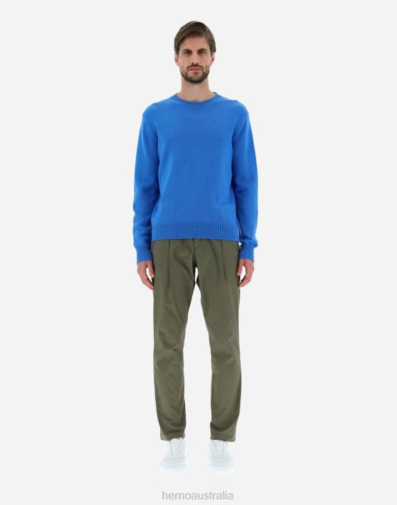 SWEATER IN ETERNITY CASHMERE Herno Men Open Blue 2L0H805 Clothing