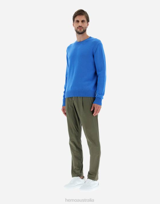 SWEATER IN ETERNITY CASHMERE Herno Men Open Blue 2L0H805 Clothing