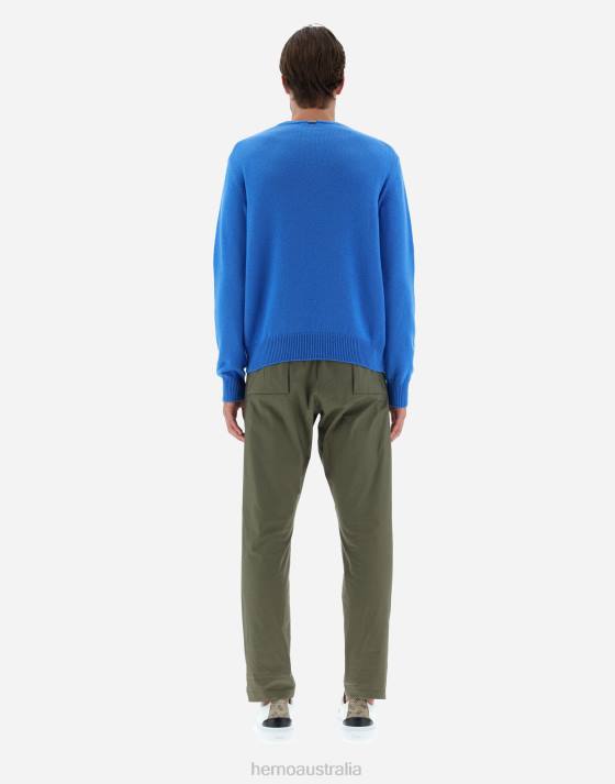 SWEATER IN ETERNITY CASHMERE Herno Men Open Blue 2L0H805 Clothing