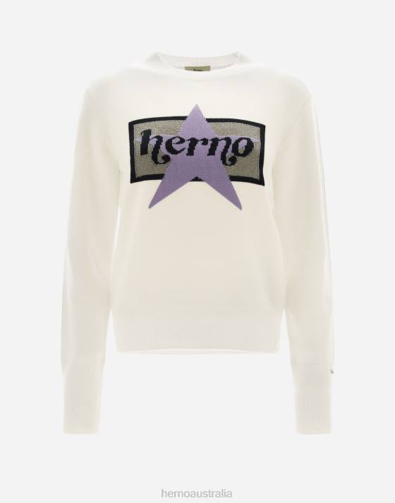 SWEATER IN STAR JACQUARD Herno Women Cream 2L0H24 Clothing